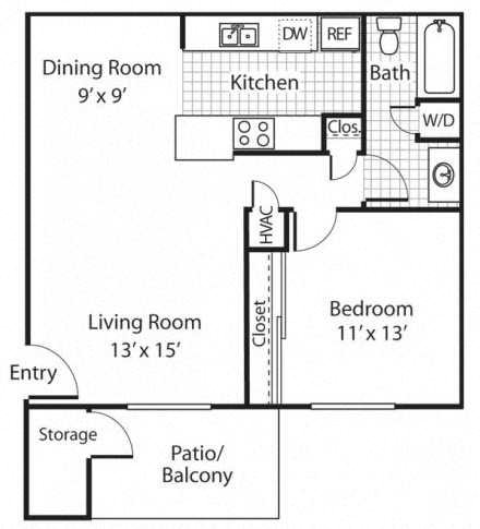 The Alexander_Santa Rosa CA_Floor Plan A1_One Bedroom One Bathroom The Alexander_Santa Rosa CA_Floor Plan A1_One Bedroom One Bathroom